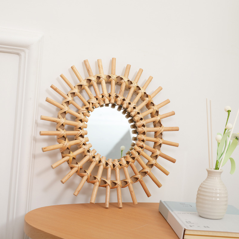 Rattan Mirror Round - Настенное зеркало из ротанга в стиле