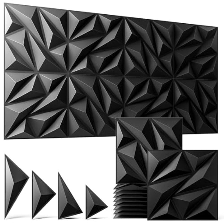 Wall Panel 3D Texture - 3D-панели для стен, черные, 15,5 кв.