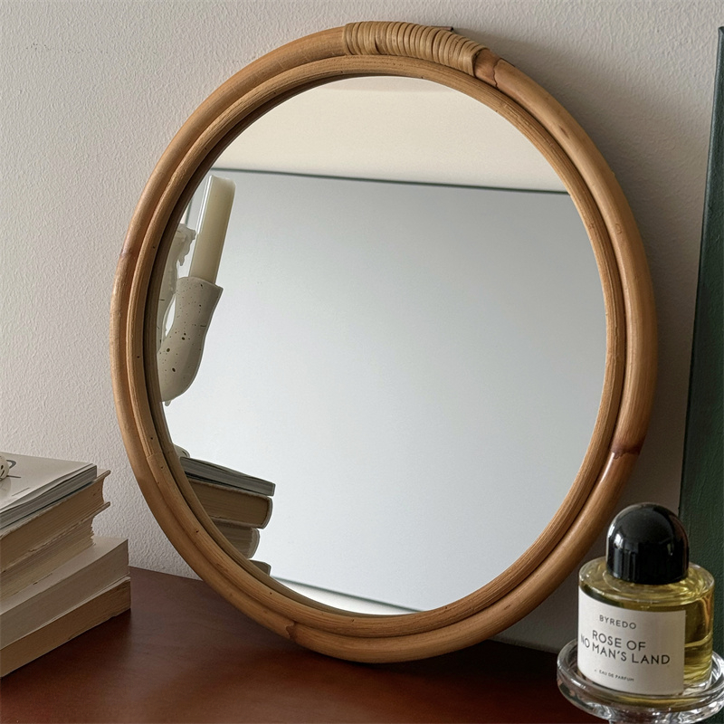 Rattan Mirror Round - Средневековое зеркало из ротанга, зеркало для
