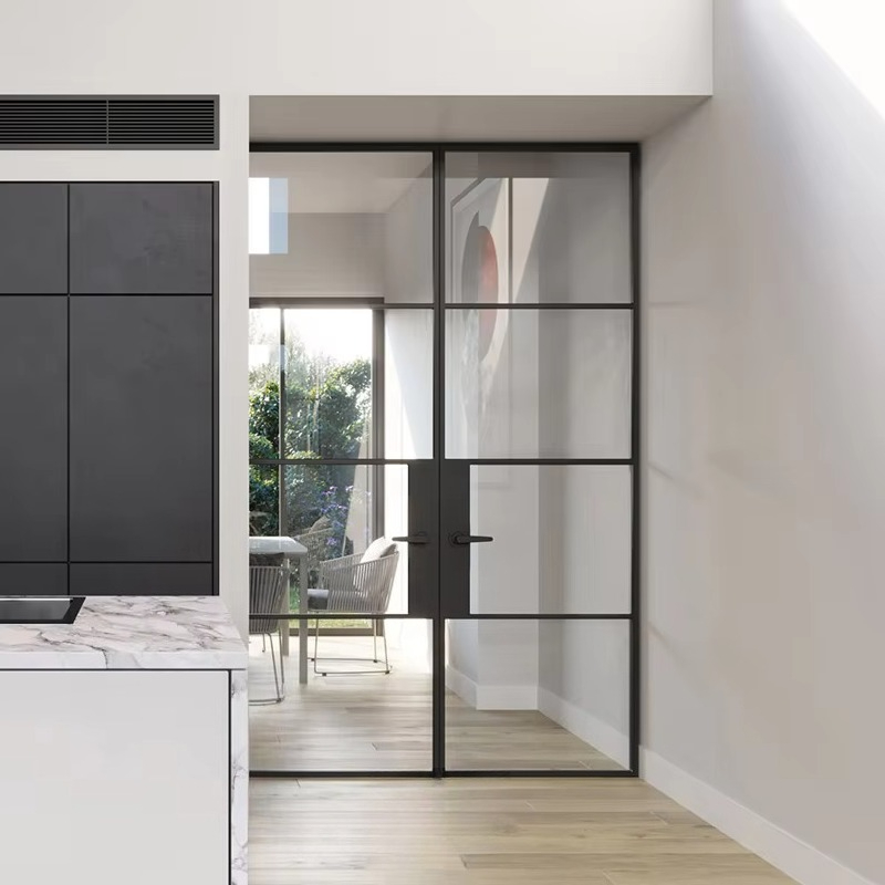 Interior Design Meeting Room - Офисный интерьер, двойная стеклянная дверь, черная