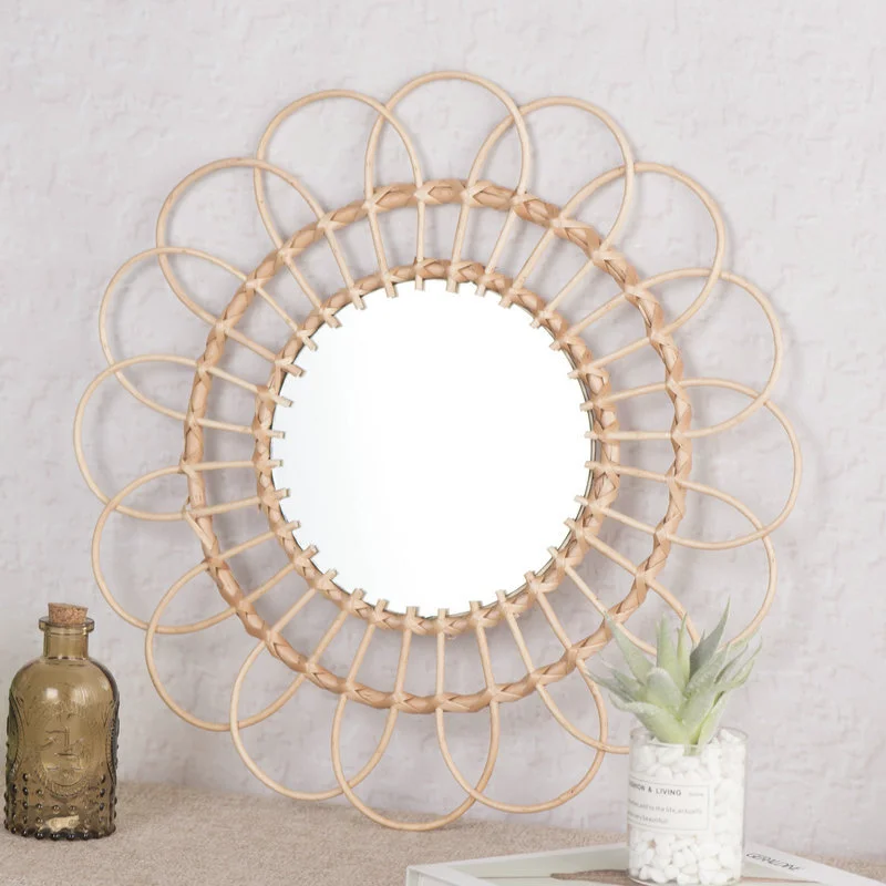 Подвесное зеркало из ротанга с – обзор и цена Rattan Mirror Round