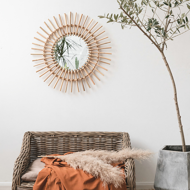 Настенное зеркало из ротанга в – обзор и цена Rattan Mirror Round