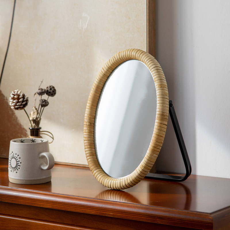 Зеркало для макияжа на подстав – обзор и цена Rattan Mirror Round