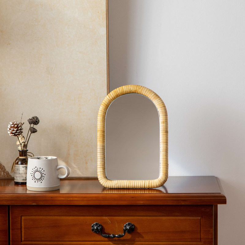 Зеркало для макияжа на подстав – обзор и цена Rattan Mirror Round