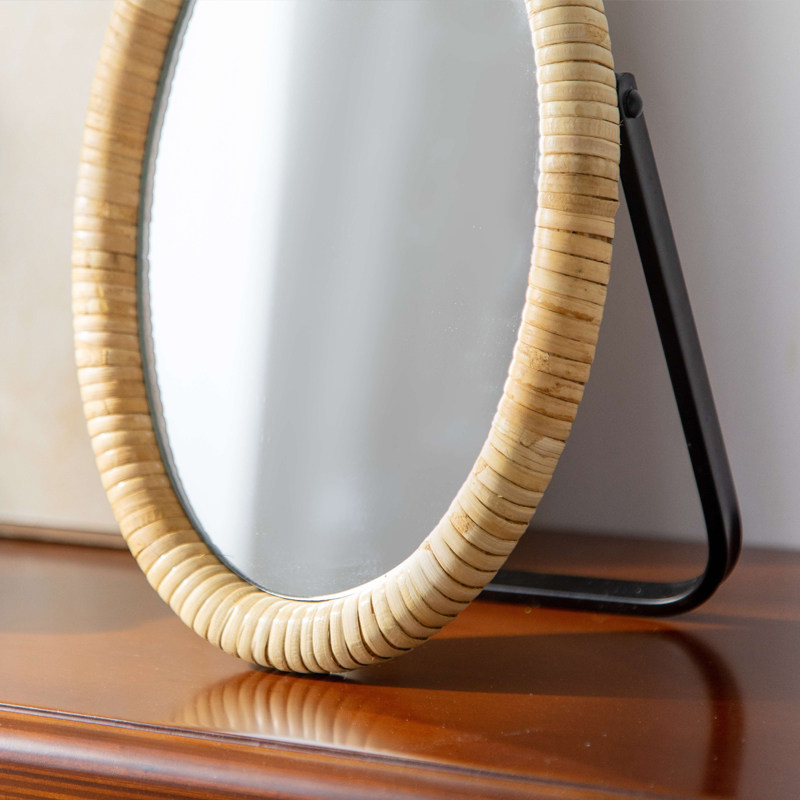 Зеркало для макияжа на подстав – обзор и цена Rattan Mirror Round