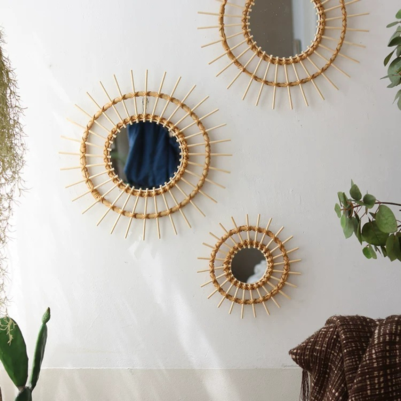 Креативные круглые декоративны – обзор и цена Rattan Mirror Round