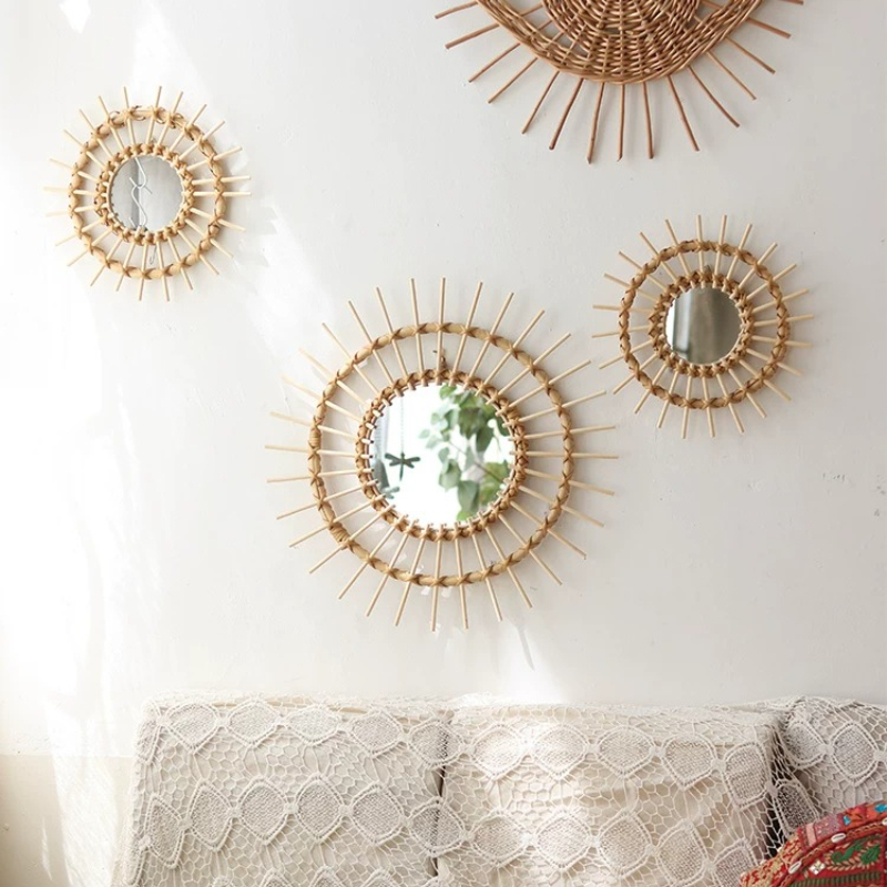 Креативные круглые декоративны – обзор и цена Rattan Mirror Round
