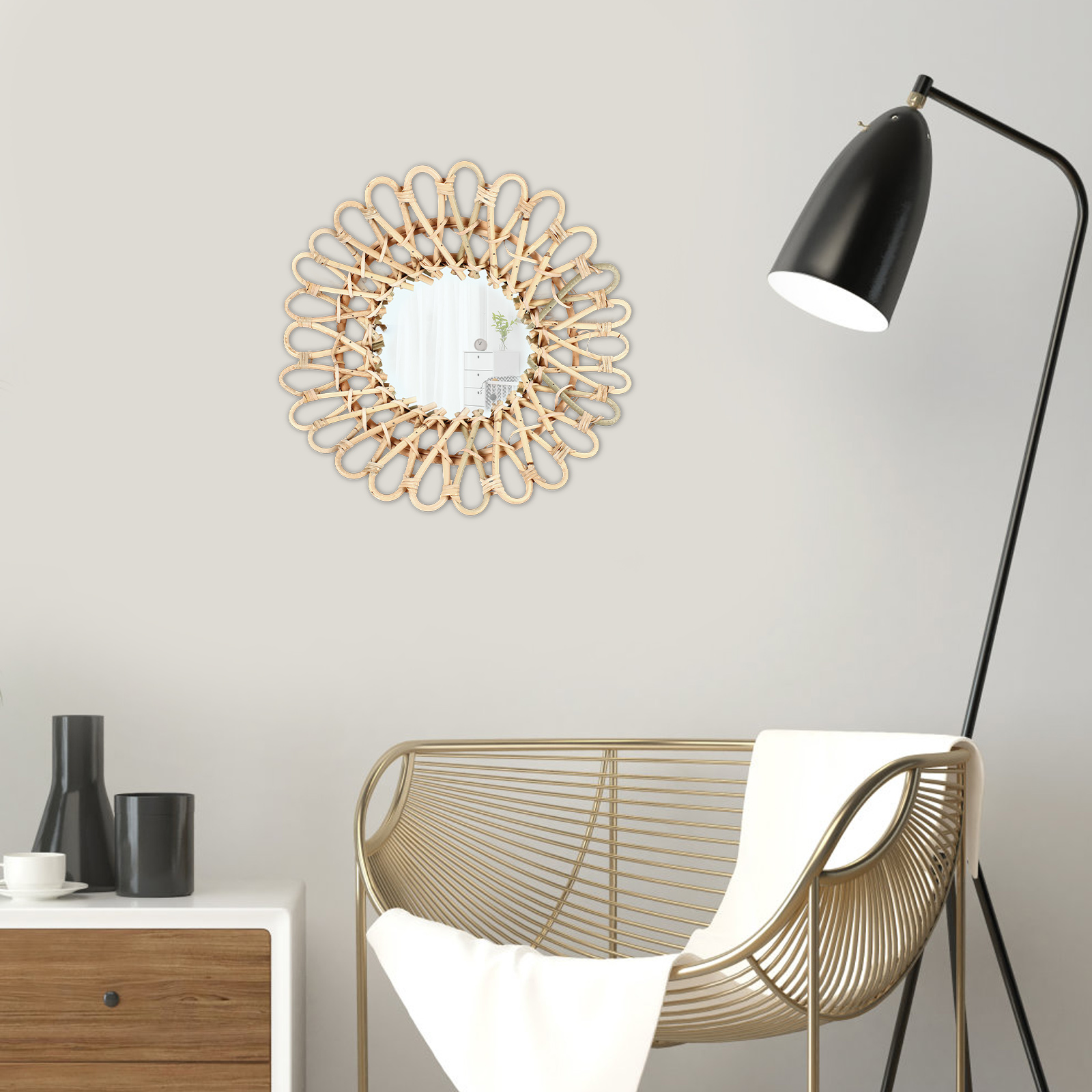 Большое настенное зеркало из р – обзор и цена Rattan Mirror Round