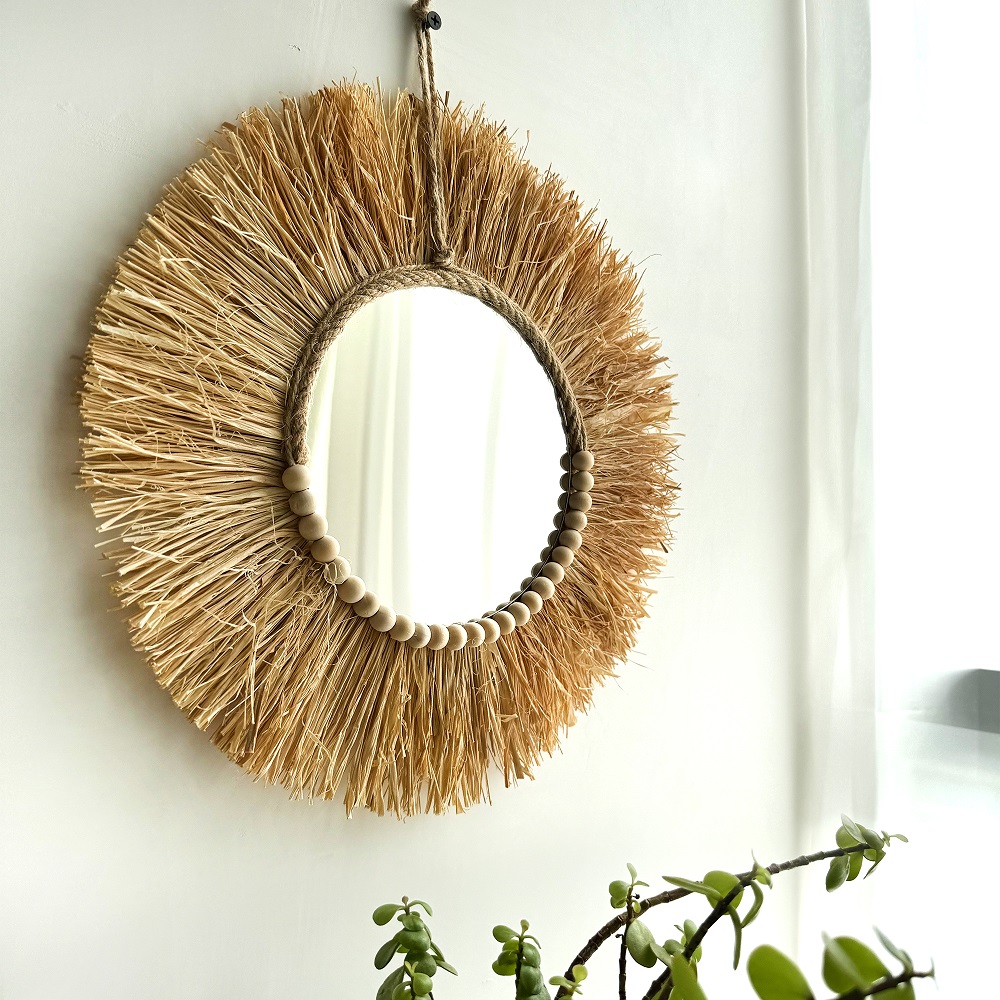 Зеркало из рафии ручной работы – обзор и цена Rattan Mirror Round