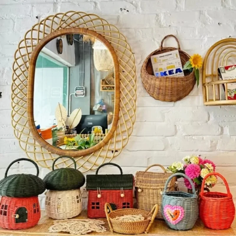 Современное круглое настенное  – обзор и цена Rattan Mirror Round