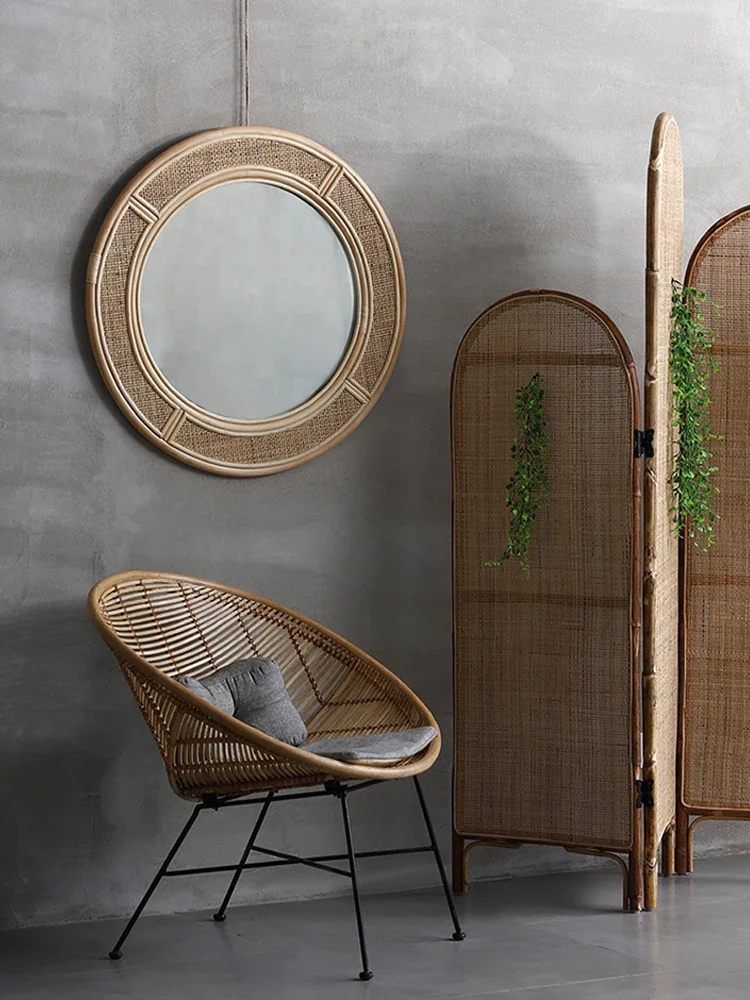 Настенное зеркало ручной работ – обзор и цена Rattan Mirror Round
