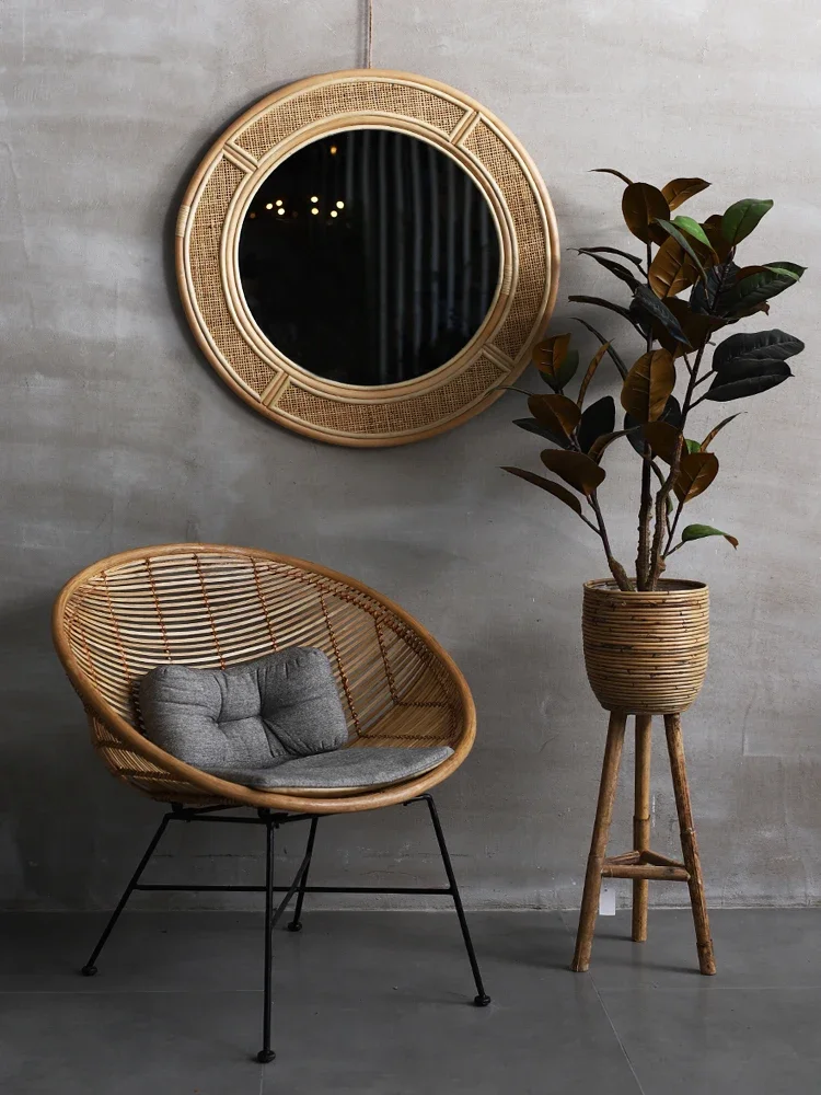 Настенное зеркало ручной работ – обзор и цена Rattan Mirror Round